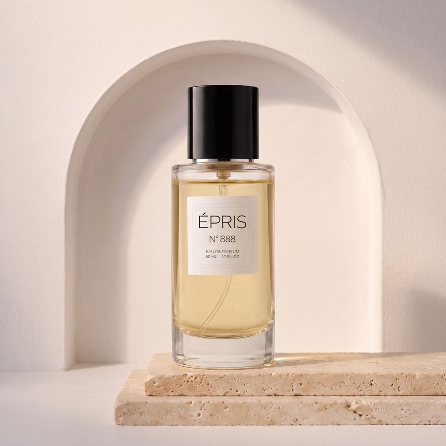 Ein ÉPRIS-Flakon vor einer weißen Bogen-Nische
